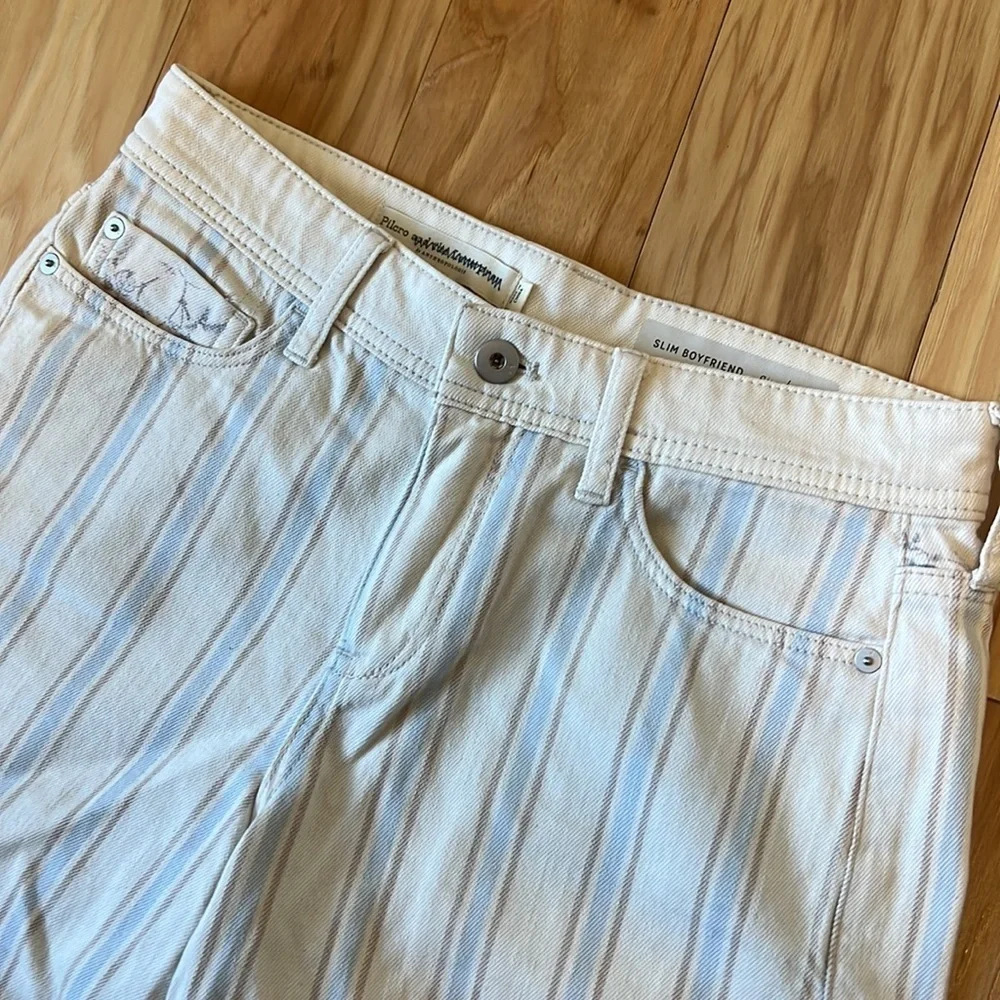 Anthropologie Pilcro High Rise Striped Slim Boyfriend Denim Shorts Size 26 - Picture 7 of 14